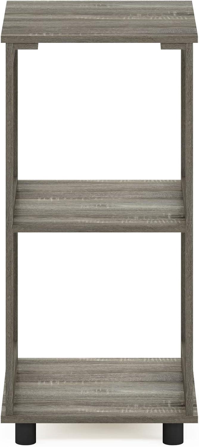 Modern French Oak Wood 2-Tier Rectangular End Table