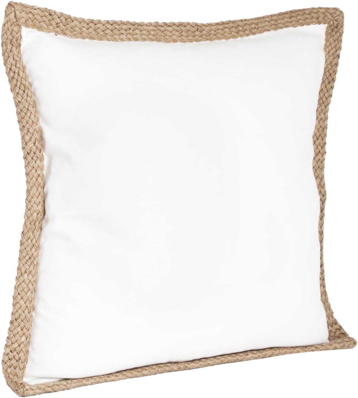 20"x20" Oversize Jute Braided Down Filled Square Throw Pillow Ivory - Saro Lifestyle: Cotton, Duck Feather, Zipper Closure