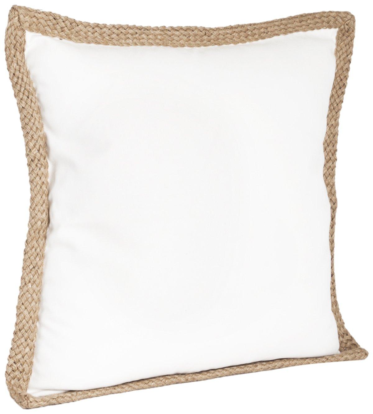 20"x20" Oversize Jute Braided Down Filled Square Throw Pillow Ivory - Saro Lifestyle: Cotton, Duck Feather, Zipper Closure