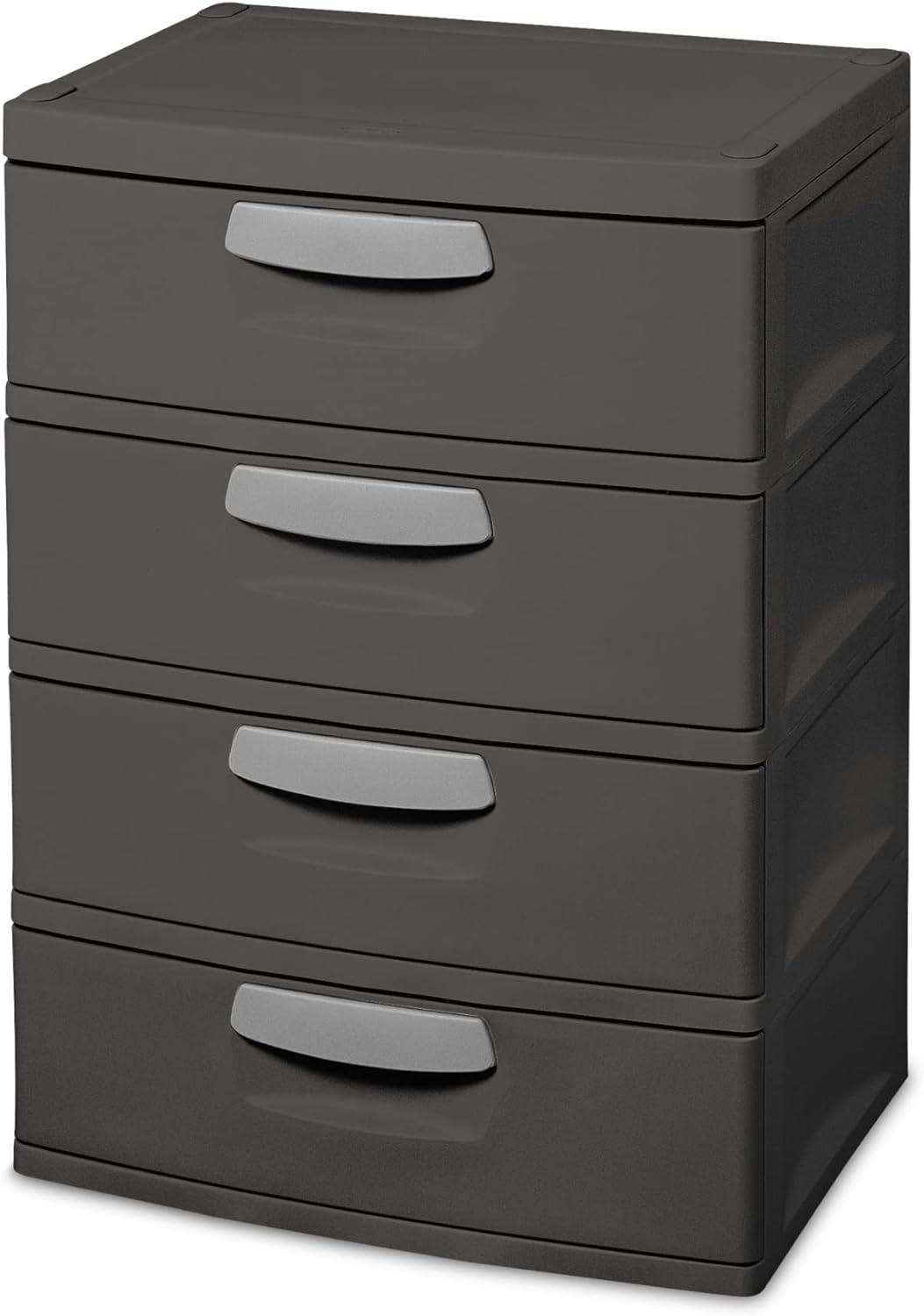 Sleek Modular 4-Drawer Organizer in Flat Gray, Stackable Design