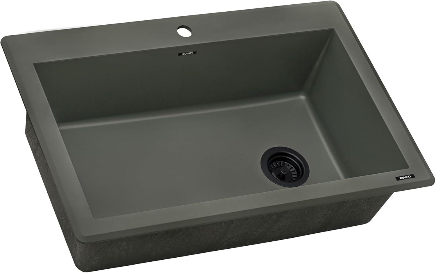 Ruvati 33 x 22 inch Granite Composite Drop-in Topmount Single Bowl Kitchen Sink