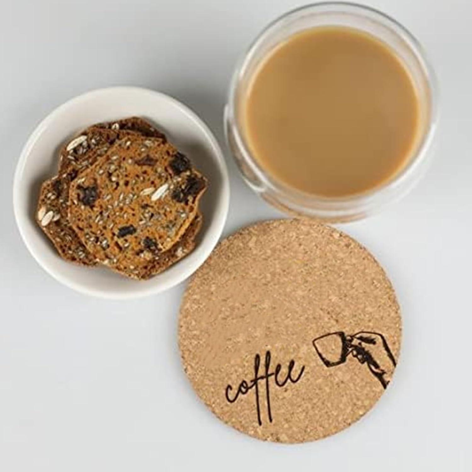 Tebery 20 Pack Round Absorbent Cork Coasters for Drinks