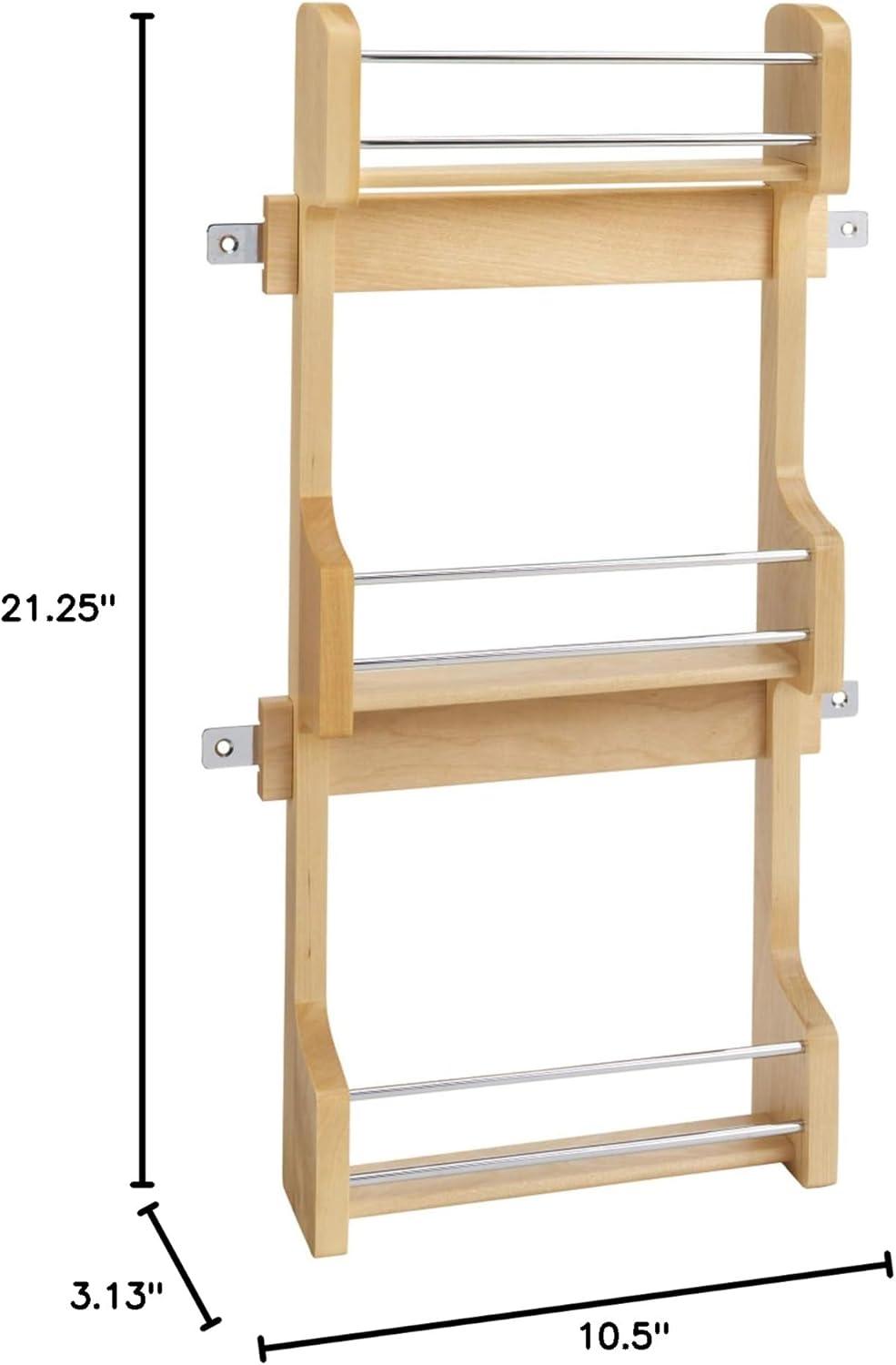 Rev-A-Shelf 4SR-15 Kitchen Cabinet Door Mounted Wooden 3-Shelf Storage Spice Rack with Mounting Hardware