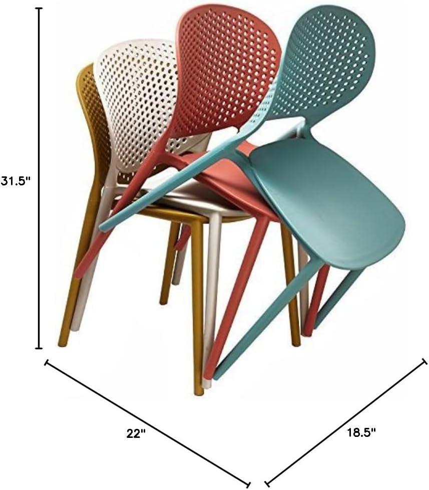 2xhome Set of 2 Modern Pool Patio Chairs, Contemporary Plastic Armless Dining Accent Side Chairs for Indoor or Outdoor Use, Teal