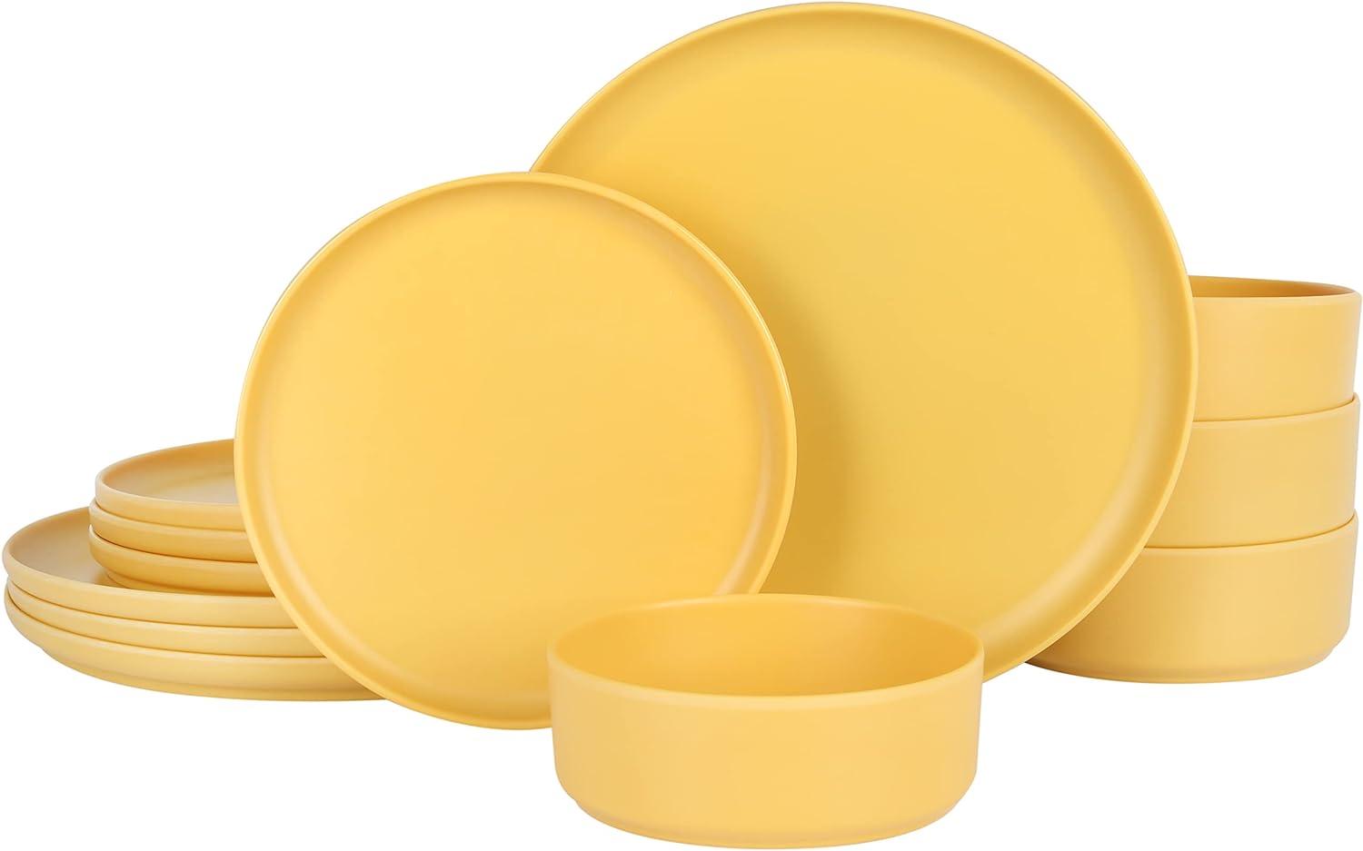 Gibson Home Canyon Crest 12-Piece Stackable Matte Melamine Dinnerware Set
