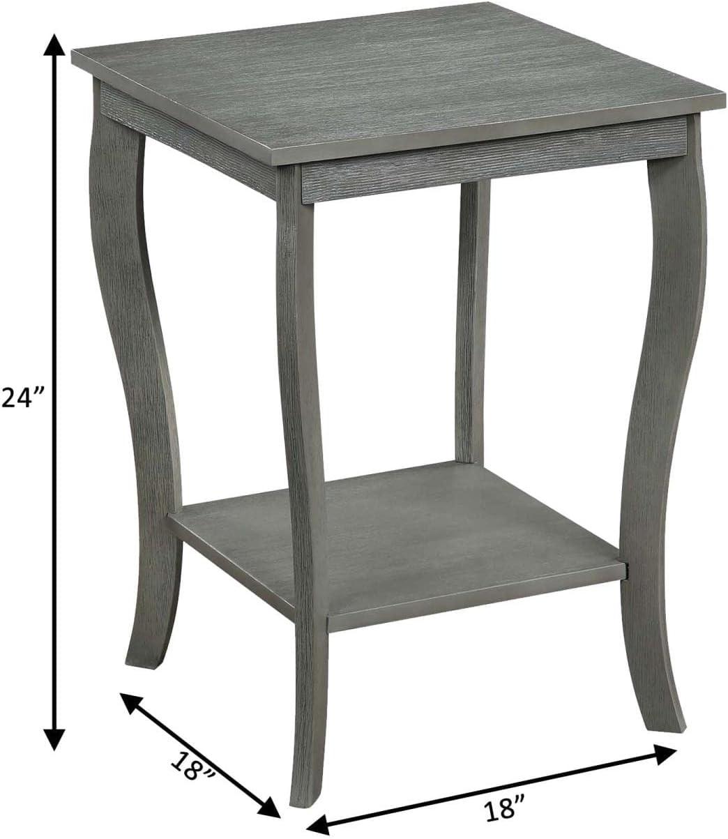 Transitional Wirebrush Dark Gray Square End Table with Shelf