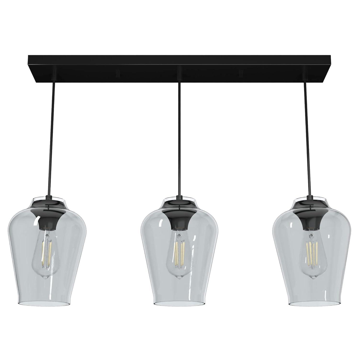 Hunter - Vidria 3-light Matte Black, Large Cluster Light, Dimmable, Formal Style, for Bedrooms, Kitchens, Dining, Living Rooms - 19726