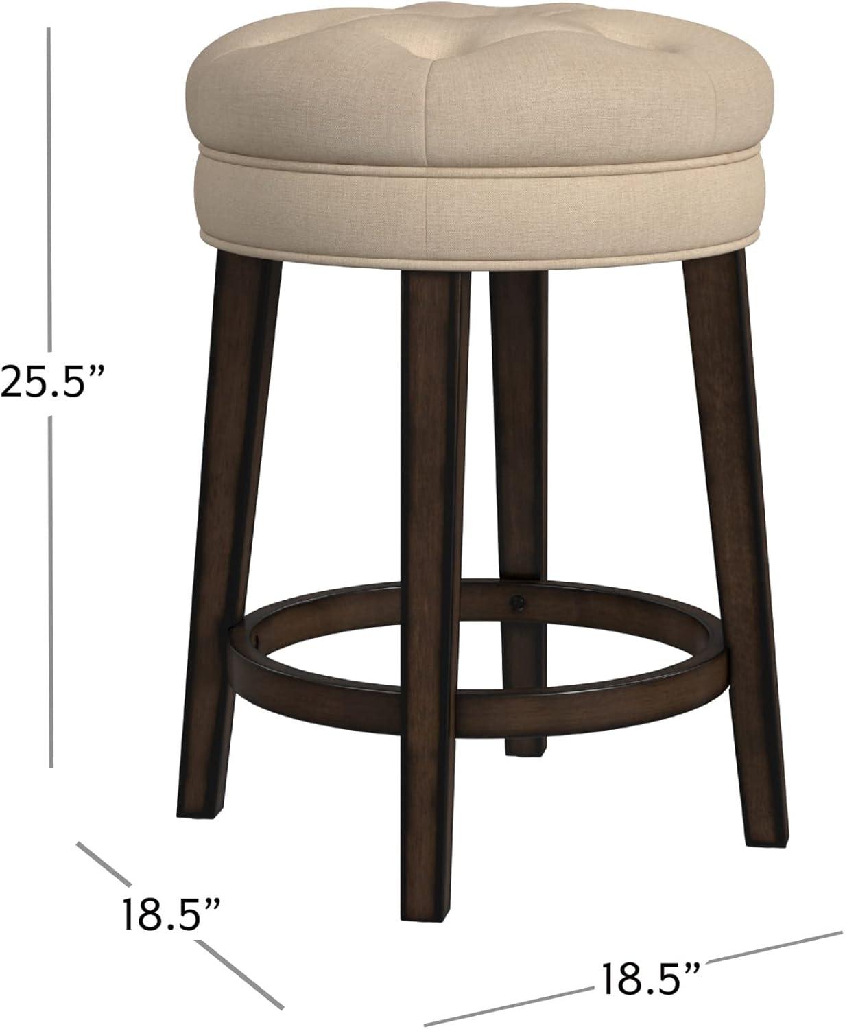 Krauss Backless Counter Height Barstool: Linen Upholstery, Charcoal Wood Frame - Hillsdale Furniture