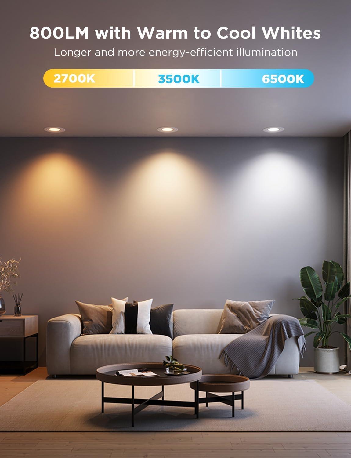 Smart RGBWW LED Recessed Downlight with App Control, 4 Pack
