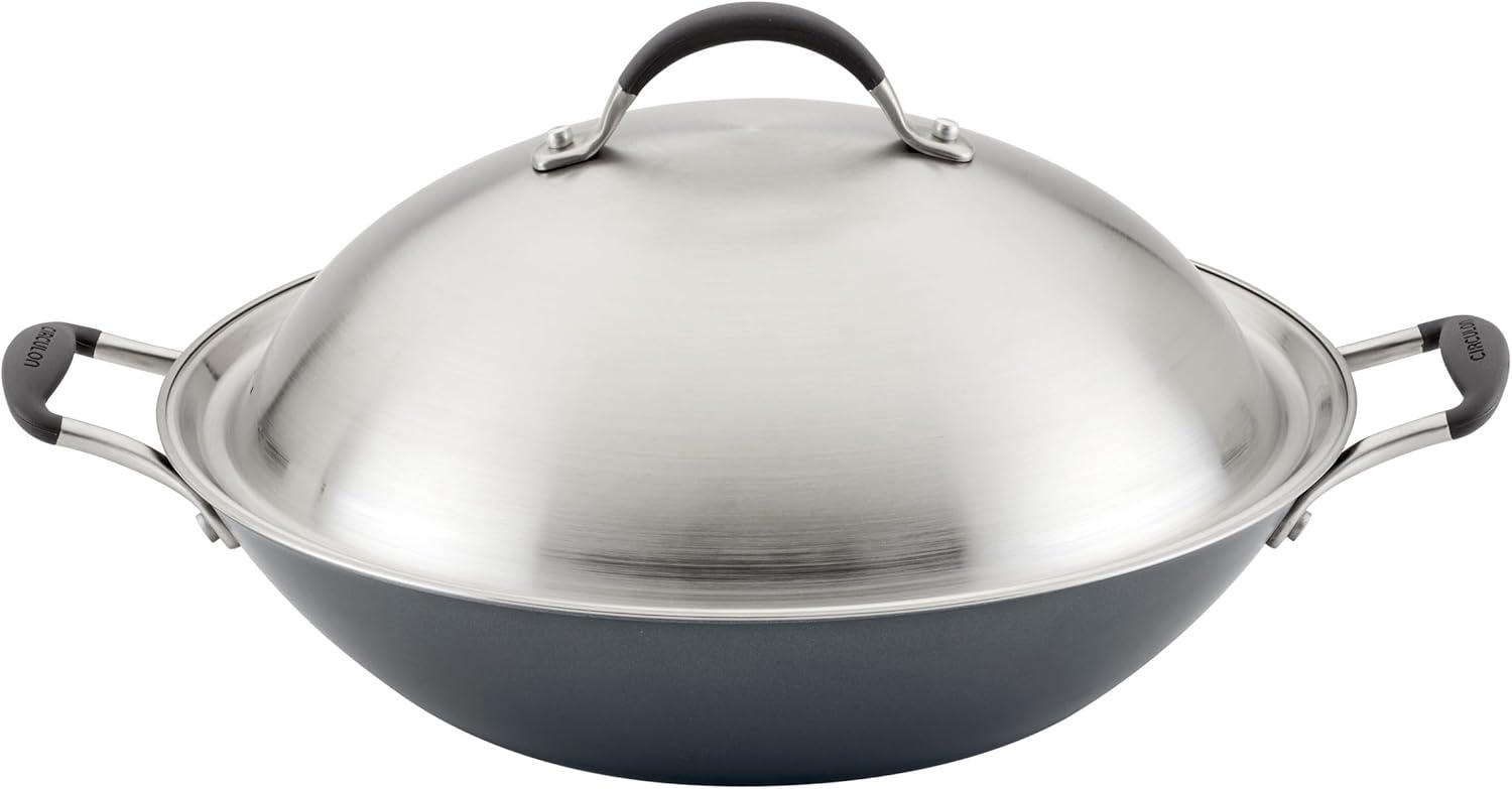 Graphite 14'' Nonstick Aluminum Wok with Stainless Steel Lid