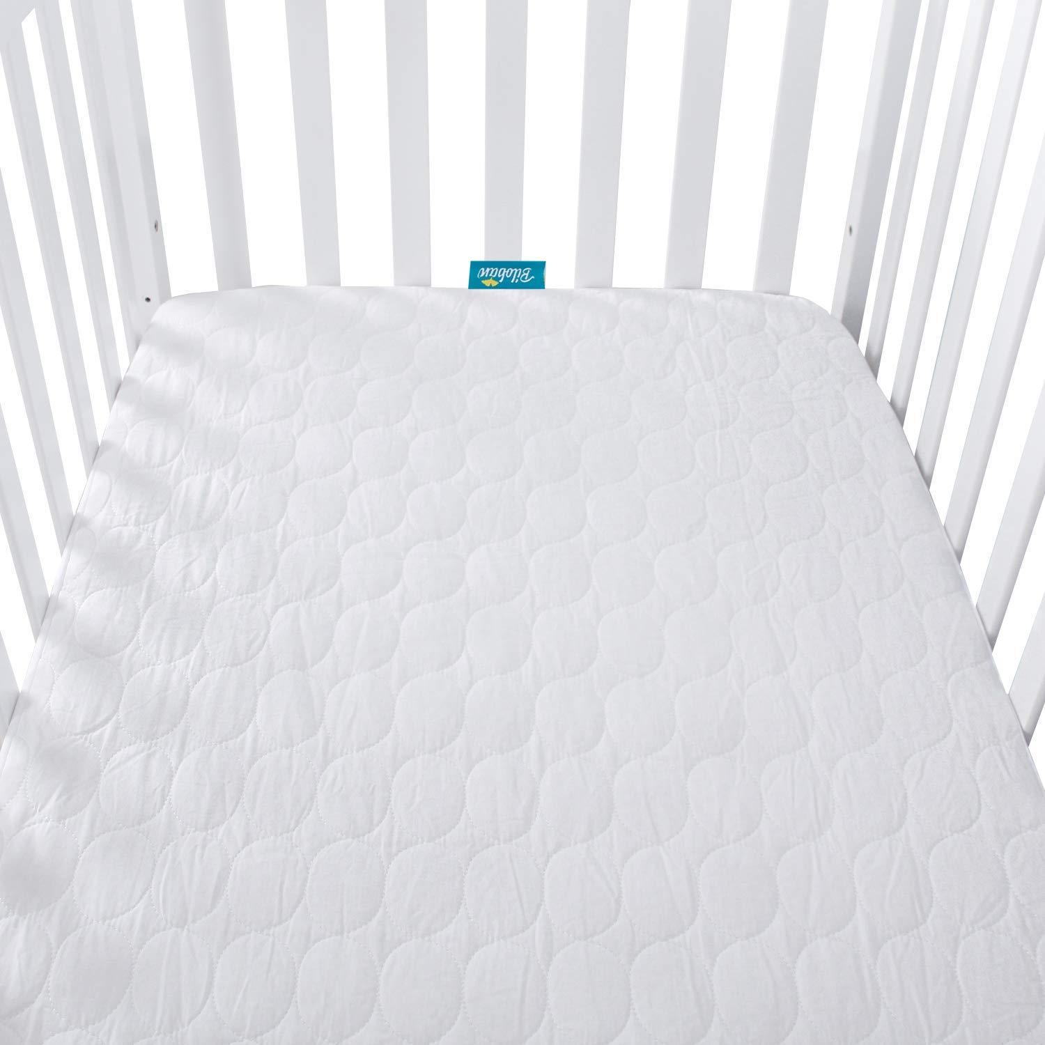 White Waterproof Quilted Crib Mattress Protector Pad