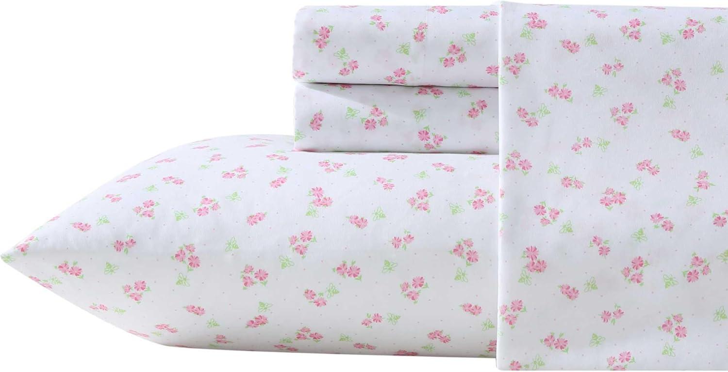 Pink Floral Microfiber Full Sheet Set for Girls