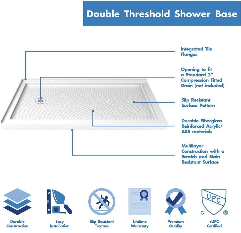 SlimLine 54" W x 36" D Double Threshold Shower Base