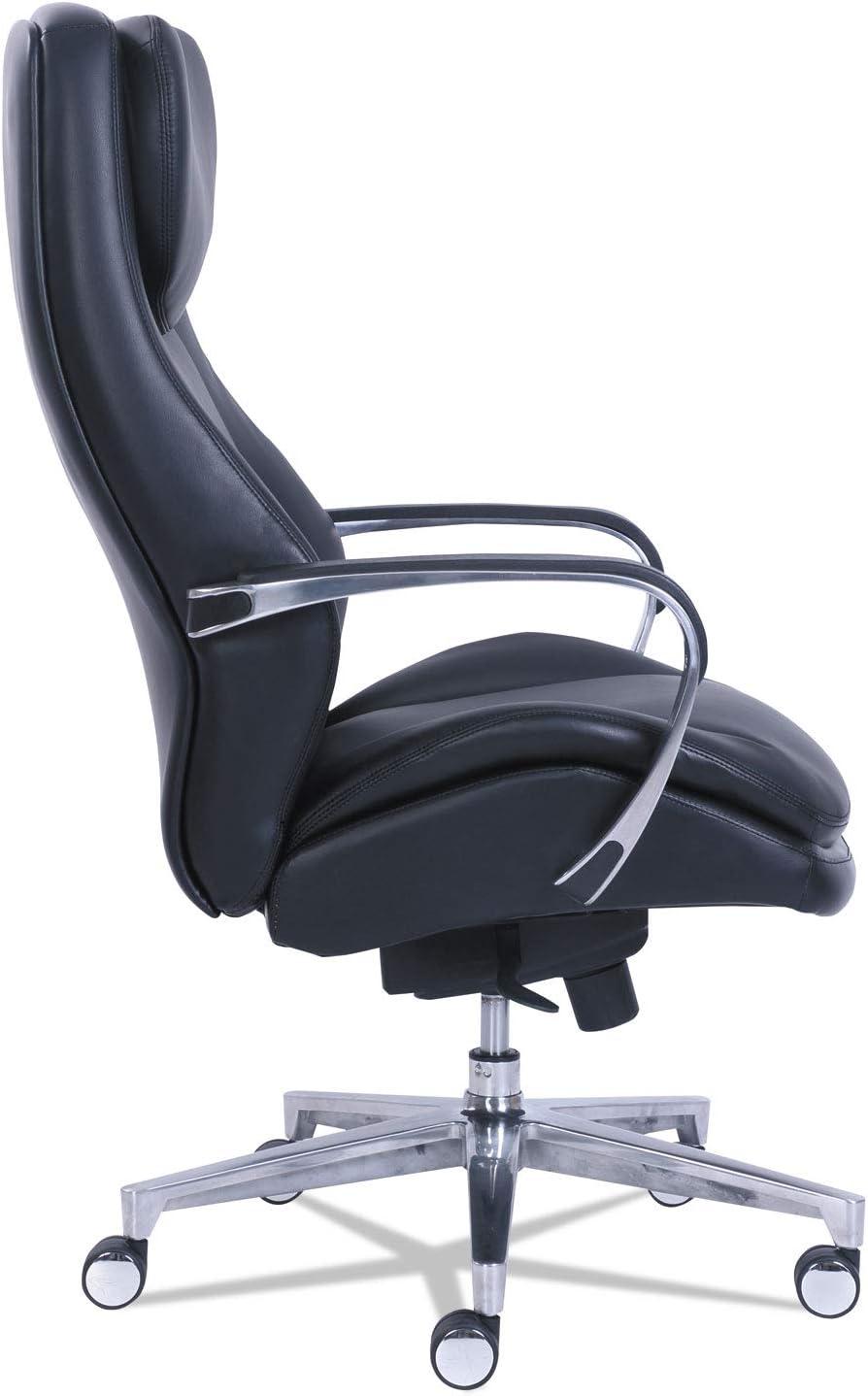 La-Z-Boy Commercial 2000 High-Back Executive Chair, Supports Up to 300 lb, 20.25" to 23.25" Seat Height, Black Seat/Back, Silver Base