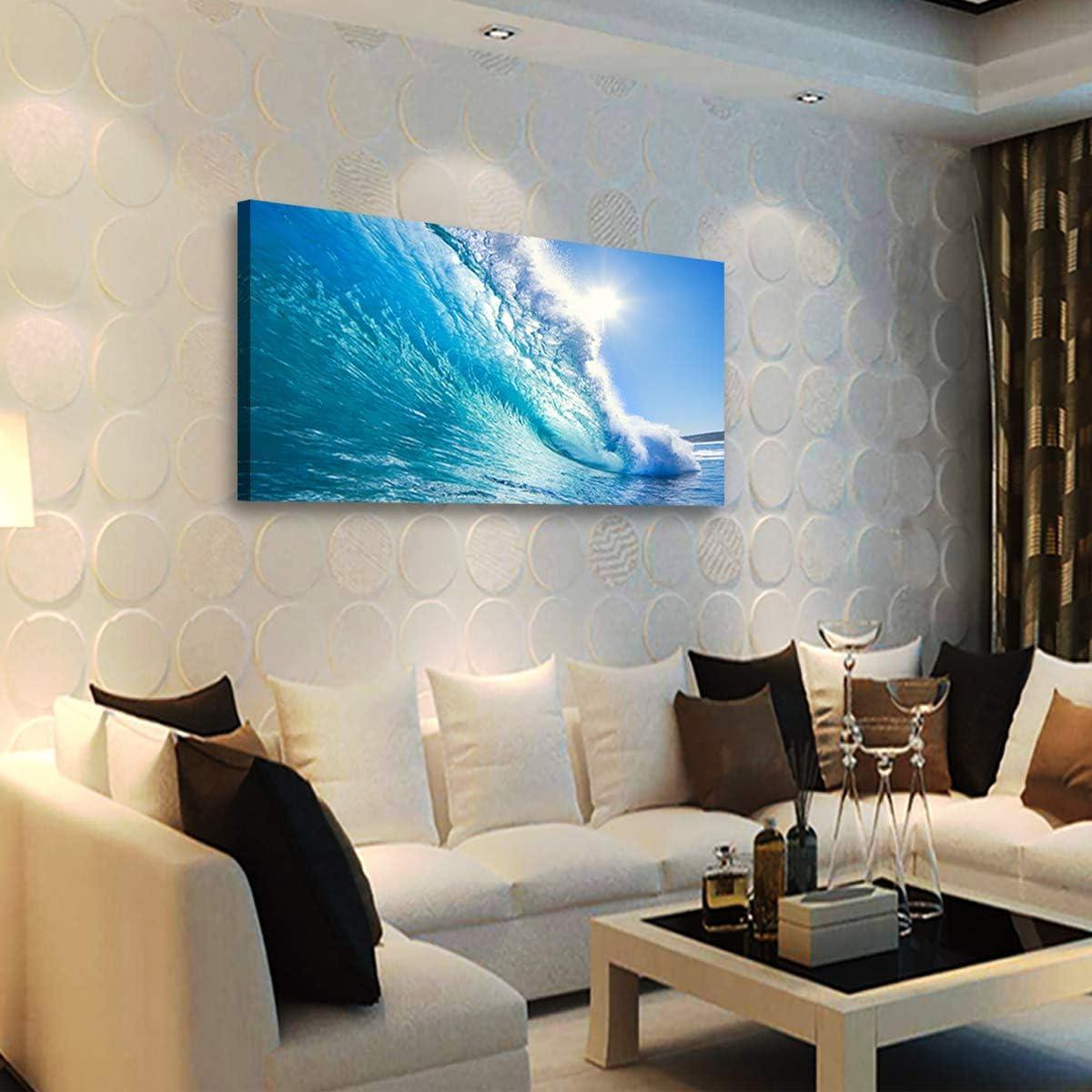 Blue Ocean Wave Surfing Sea Canvas Print, 48" x 24"