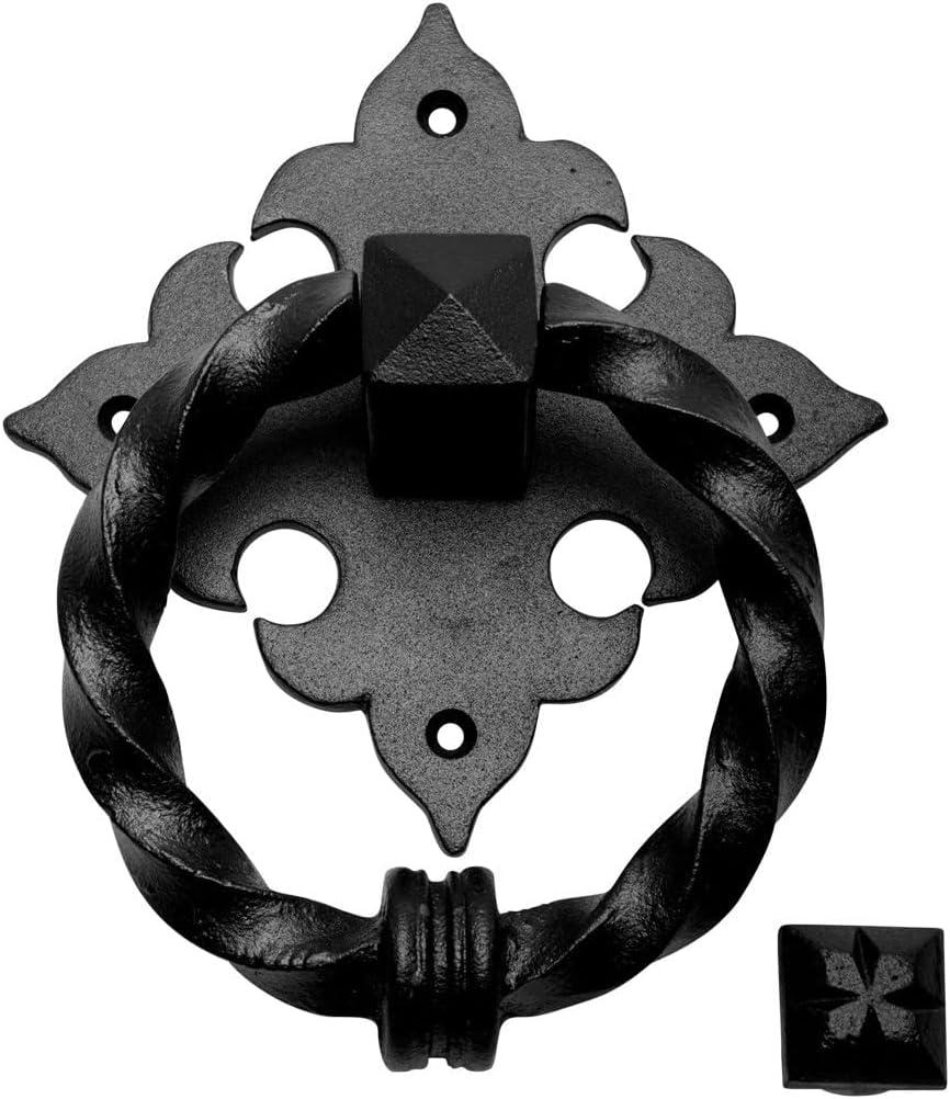 The Renovators Supply Inc. Black Door Knocker Cast Iron Door Knockers 7 Inch X 5.5 Inch Renovators Supply