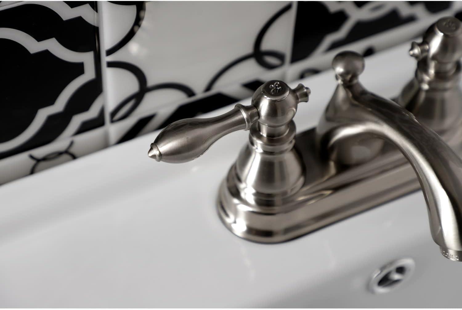 Kingston Brass Kingston Brass American Classic Two-Handle 3-Hole Deck Mount 4" Centerset Bathroom Faucet with Plastic Pop-Up KB2602ACL