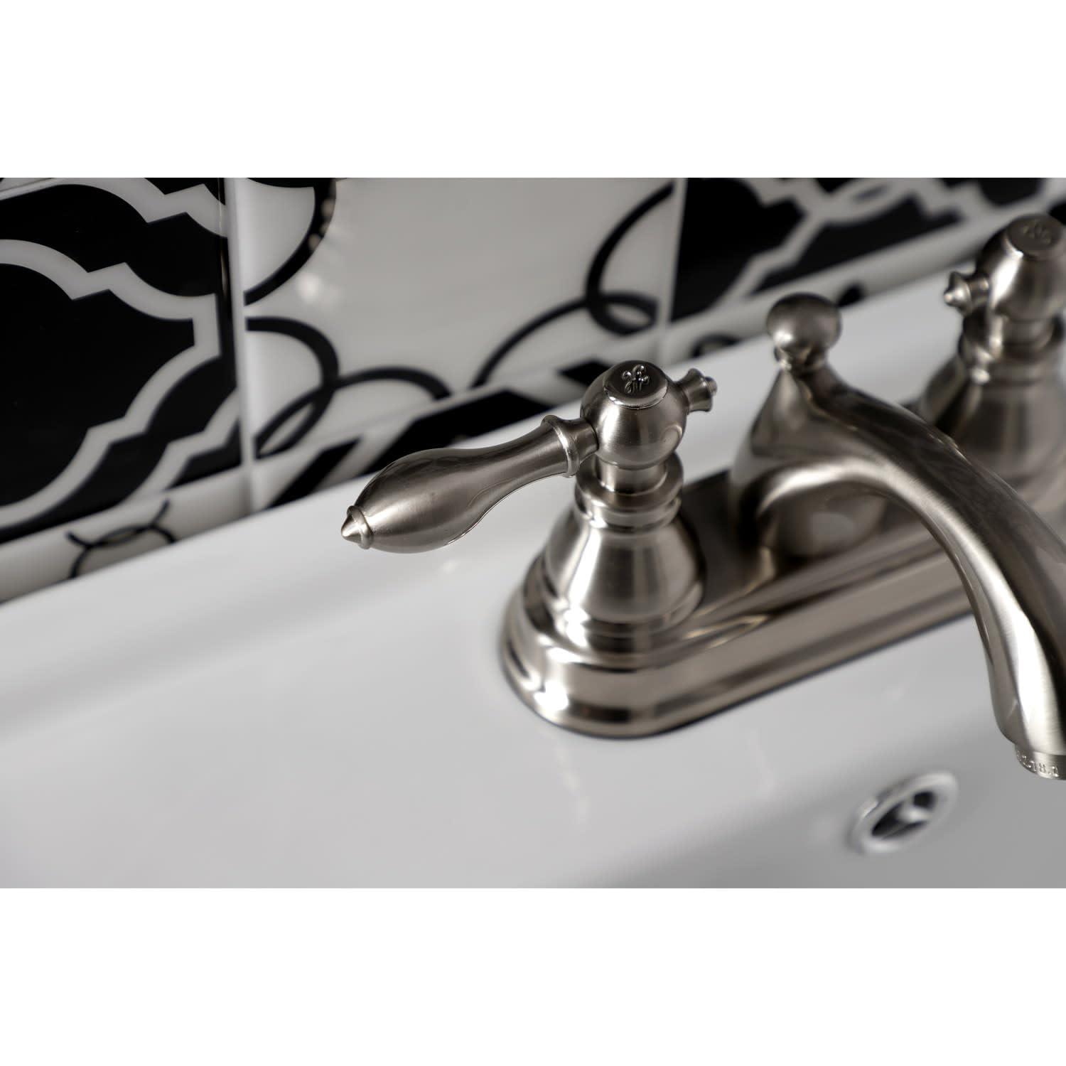 Kingston Brass Kingston Brass American Classic Two-Handle 3-Hole Deck Mount 4" Centerset Bathroom Faucet with Plastic Pop-Up KB2602ACL