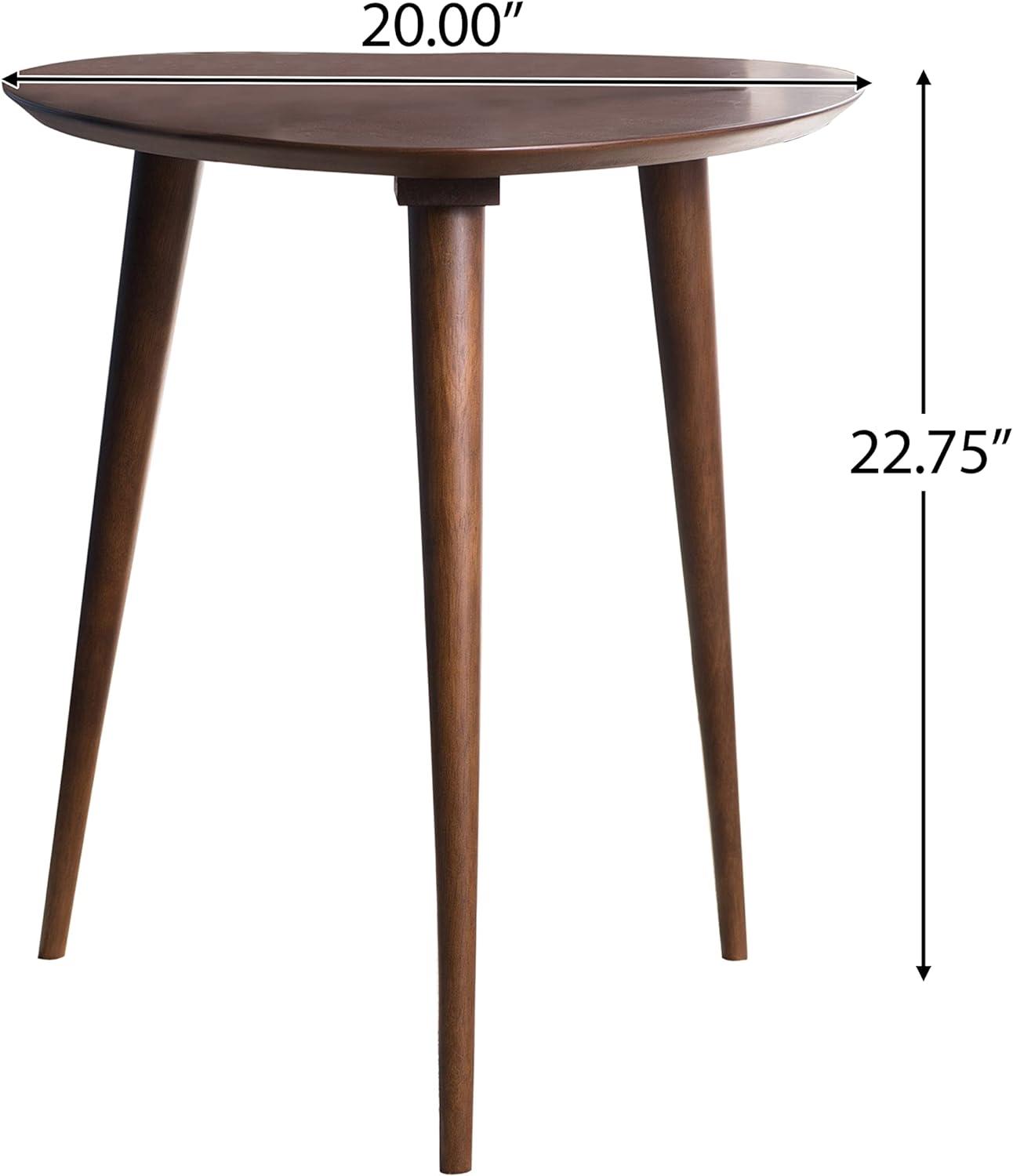 Midcentury Triangular Walnut Wood End Table