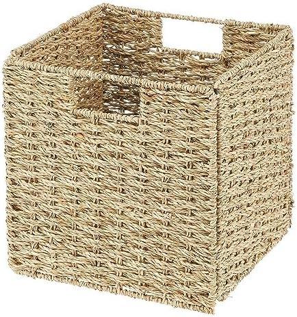 mDesign mDesign Seagrass Woven Kitchen Basket Organizer, Handles (Set of 4)