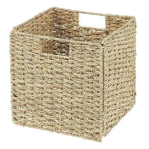 mDesign mDesign Seagrass Woven Kitchen Basket Organizer, Handles (Set of 4)