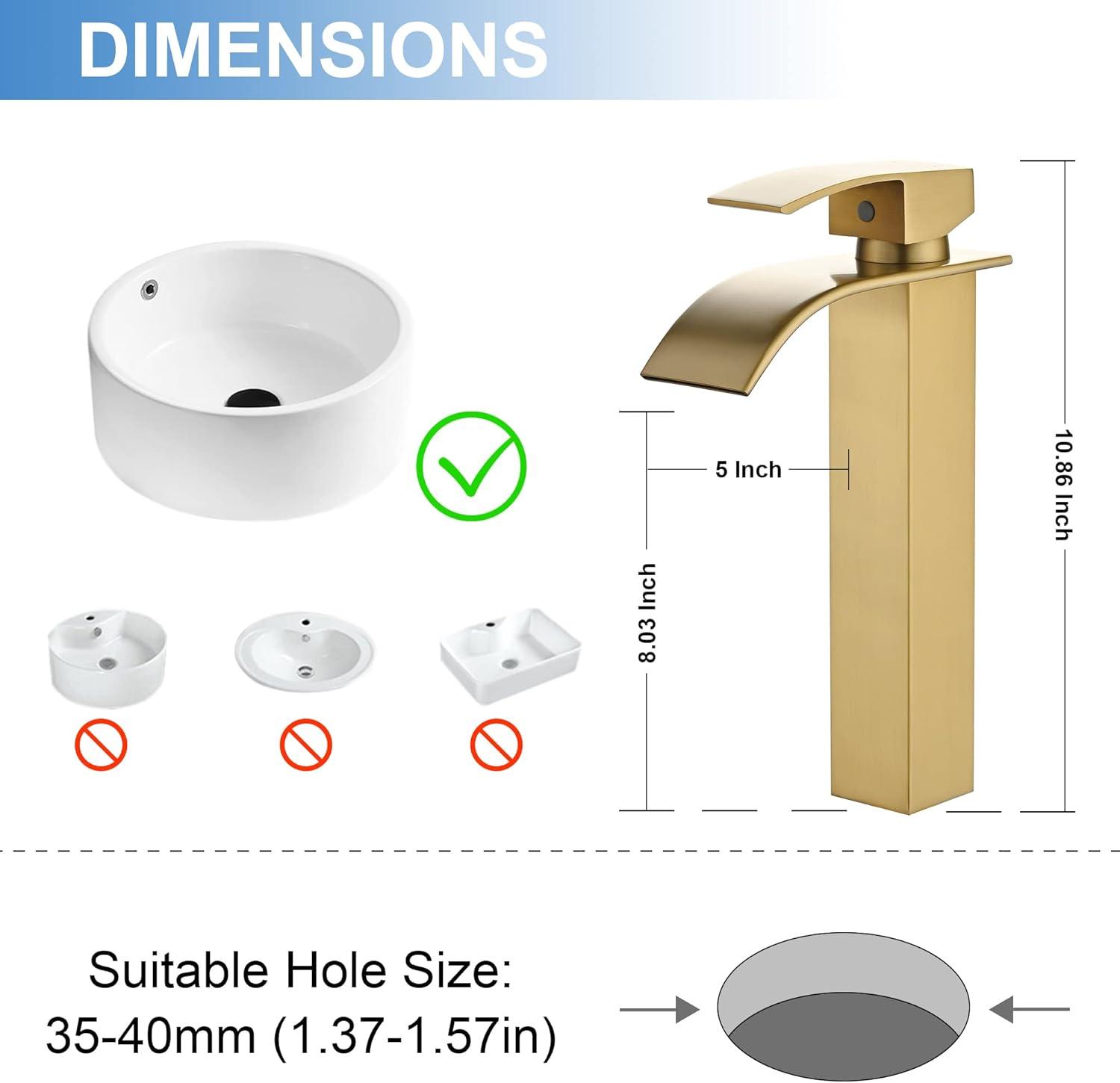 Brushed Gold Single Handle Waterfall Bathroom Faucet