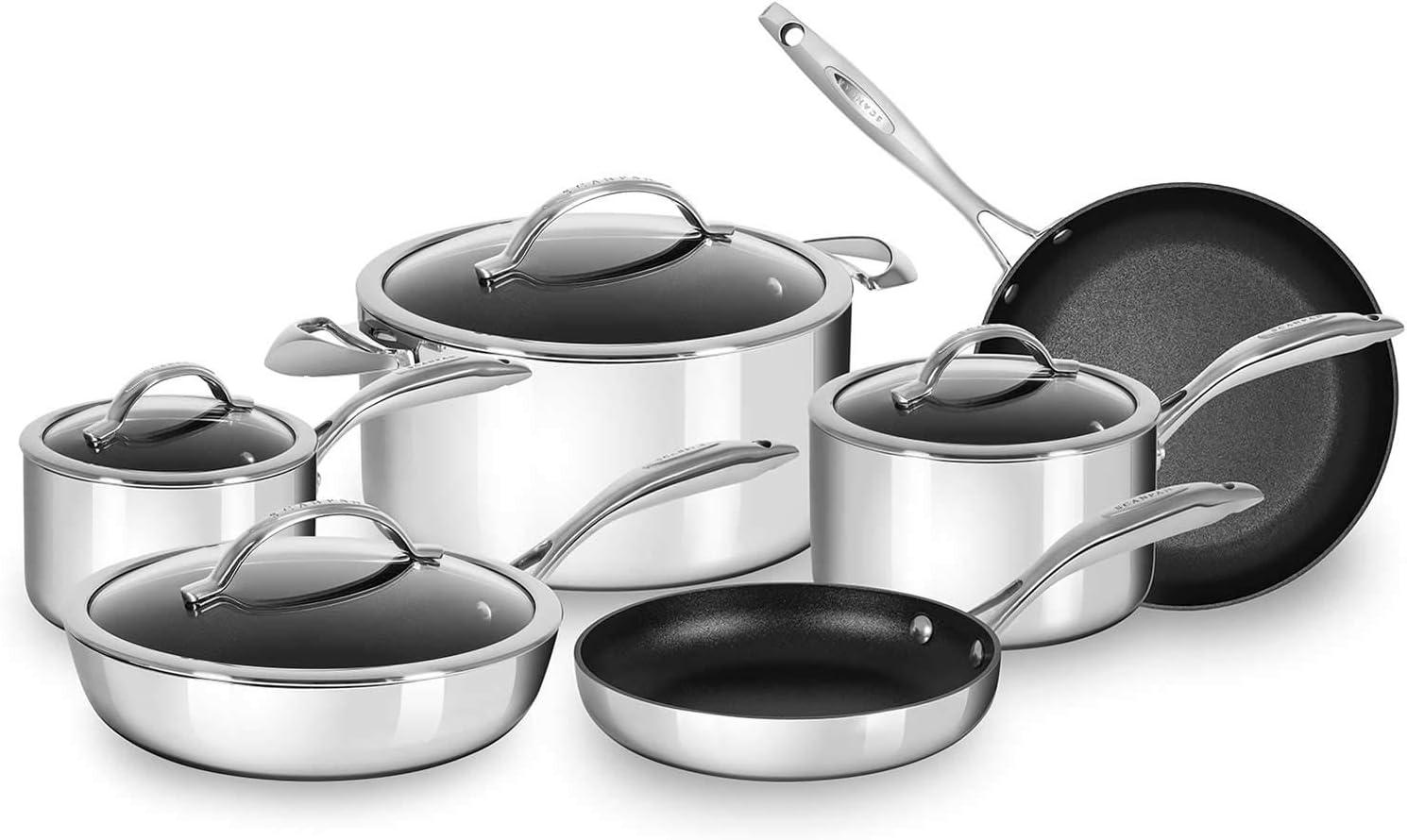 SCANPAN SCANPAN Haptiq 10 Piece Stainless Steel Non Stick Cookware Set