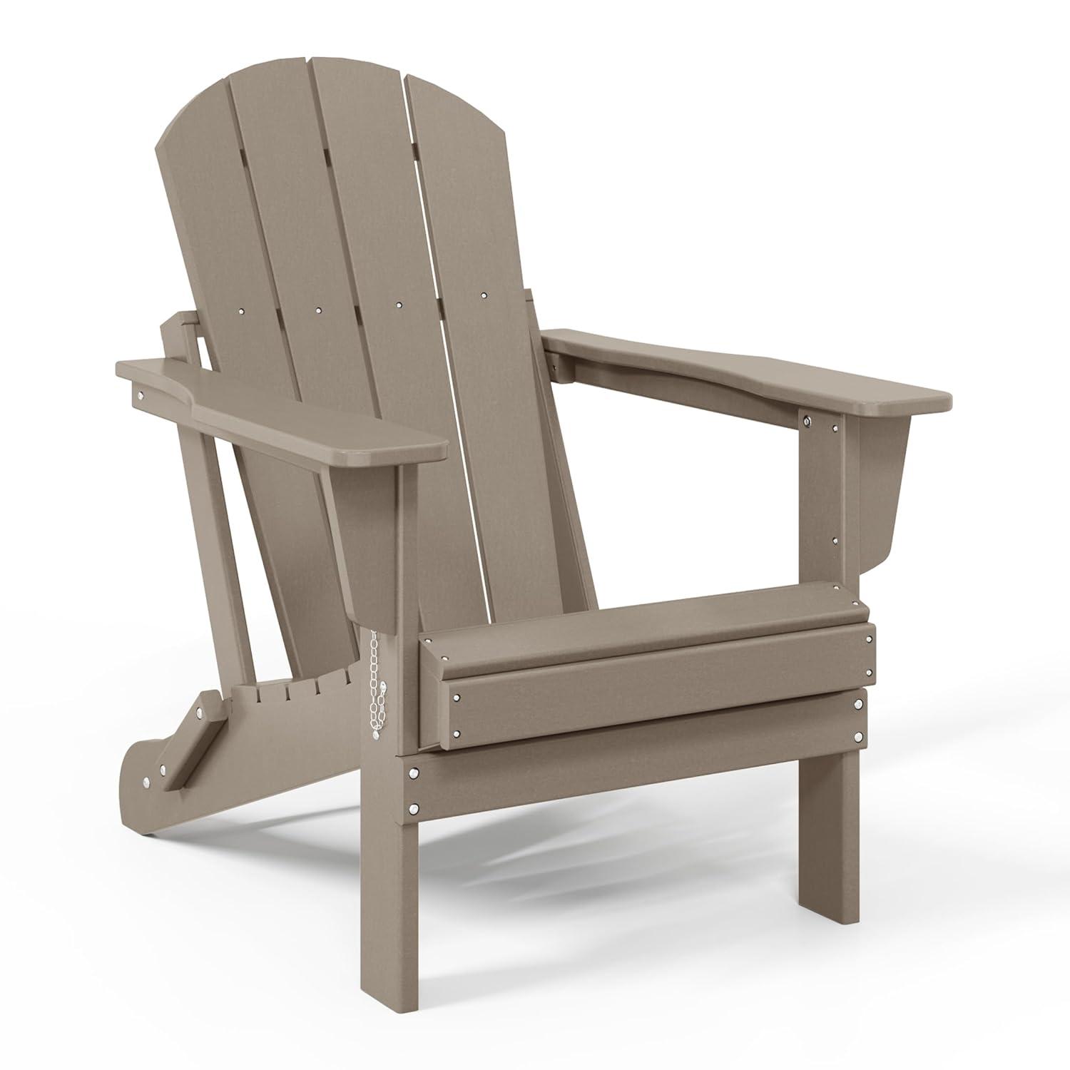 WestinTrends Malibu HDPE Outdoor Patio Folding Adirondack Chair (Set of 4), Weather Wood