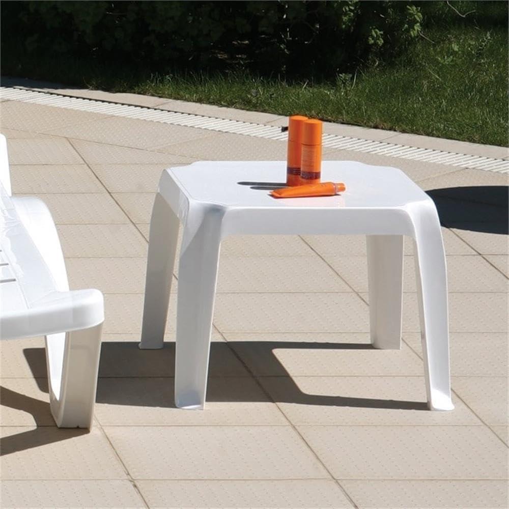 Compamia Sunray Square Resin Patio Side Table in White