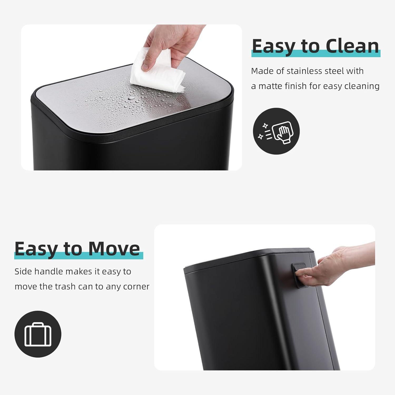 Sangdo Bathroom Trash Can, Small Step Waste Bin with Foot Pedal & Removable Inner Bucket
