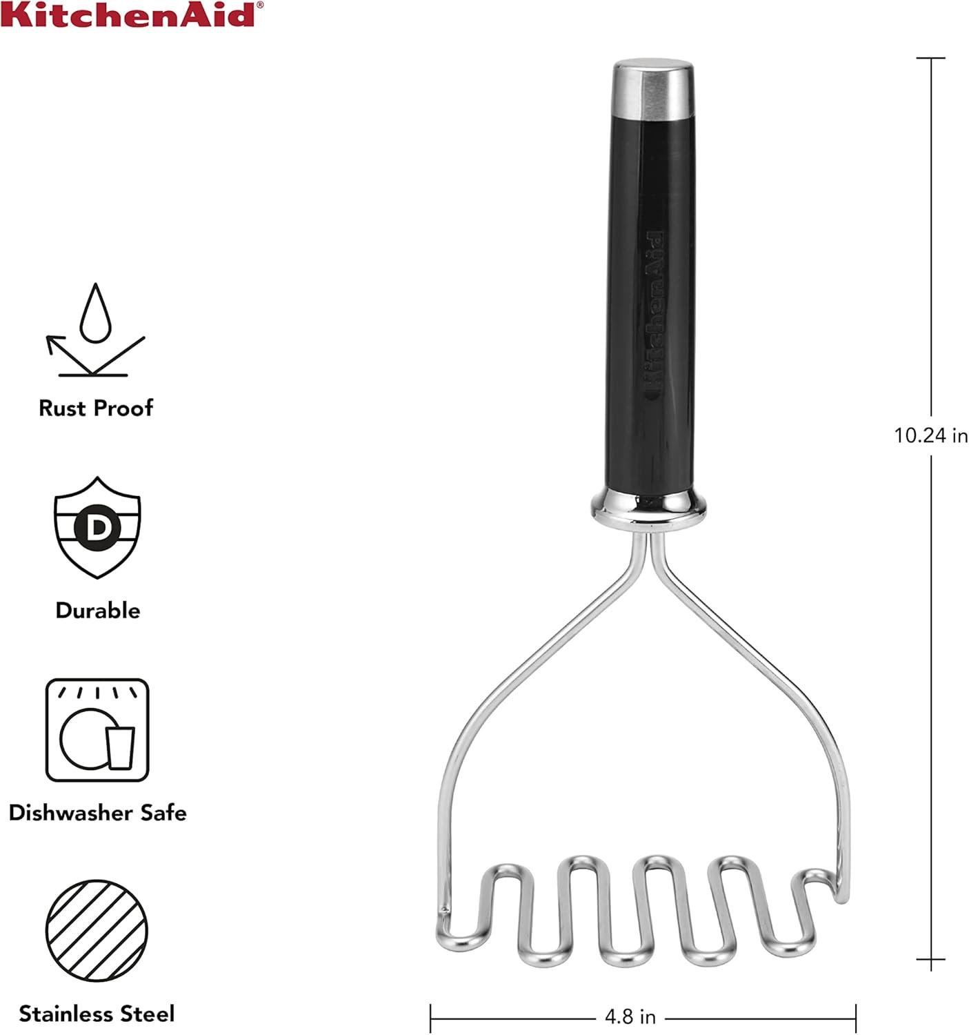 Black Stainless Steel Wire Masher with Ergonomic Handle