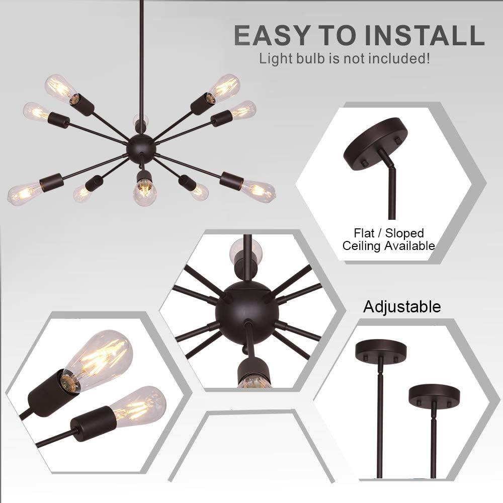 Black Metal 10-Light Sputnik Sphere Chandelier