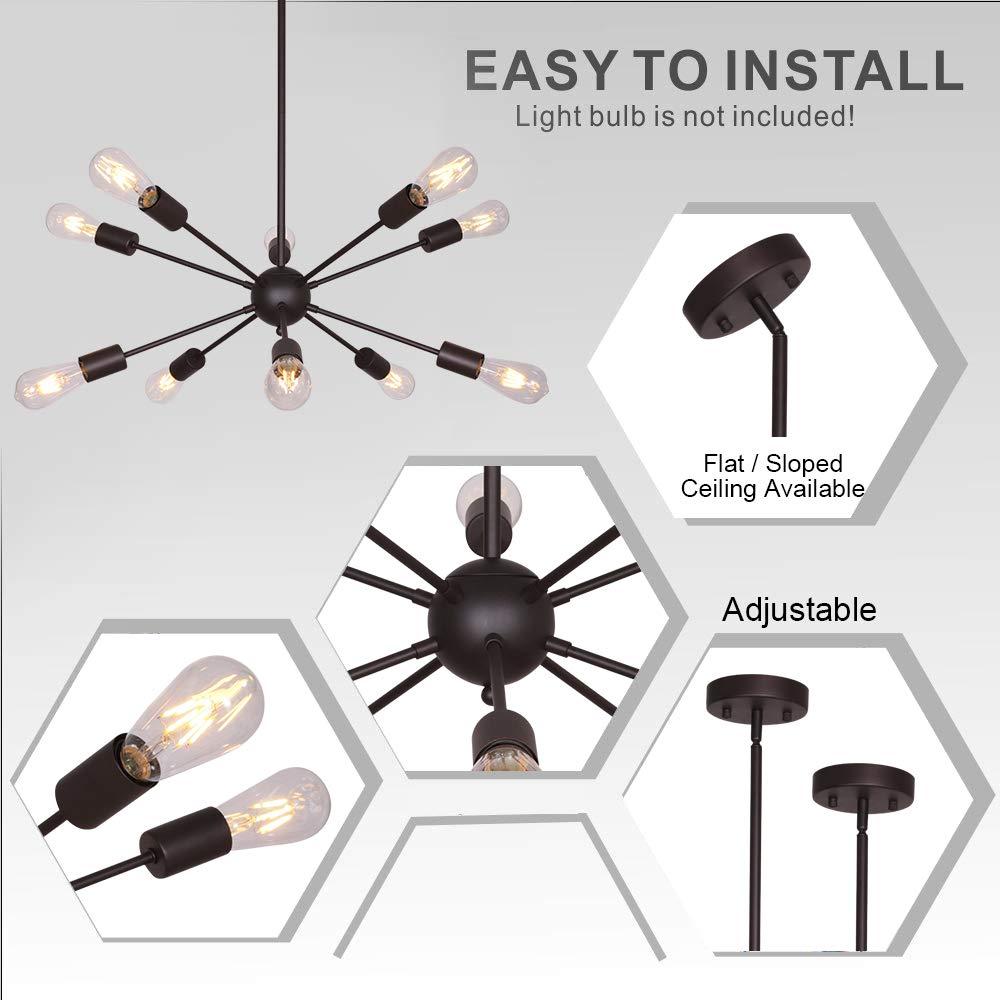 Black Metal 10-Light Sputnik Sphere Chandelier