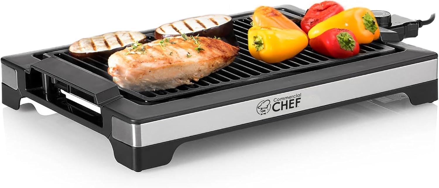 Commercial Chef COMMERCIAL CHEF Indoor Grill for Countertop Electric Grill with Adjustable Temperature Control