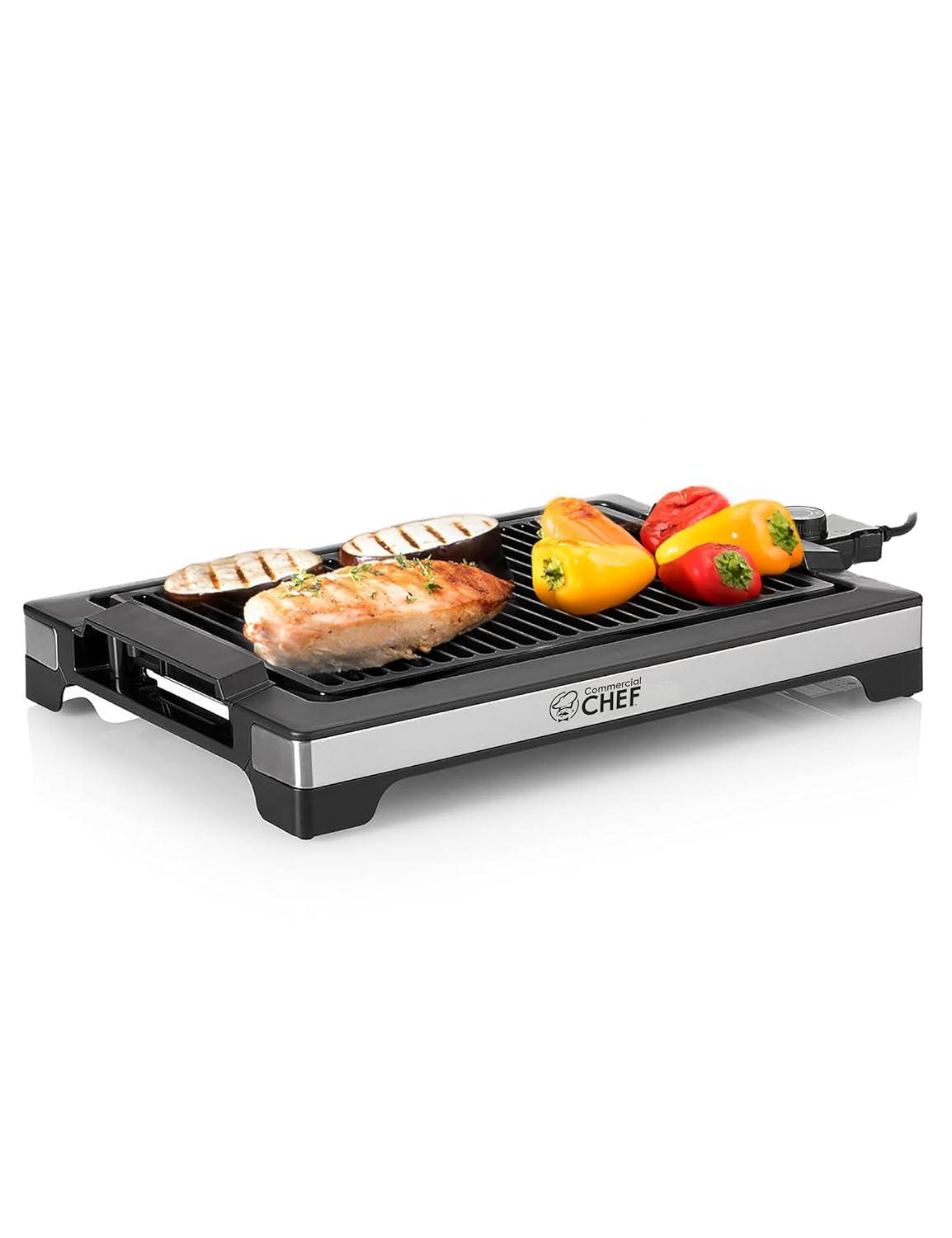 Commercial Chef COMMERCIAL CHEF Indoor Grill for Countertop Electric Grill with Adjustable Temperature Control