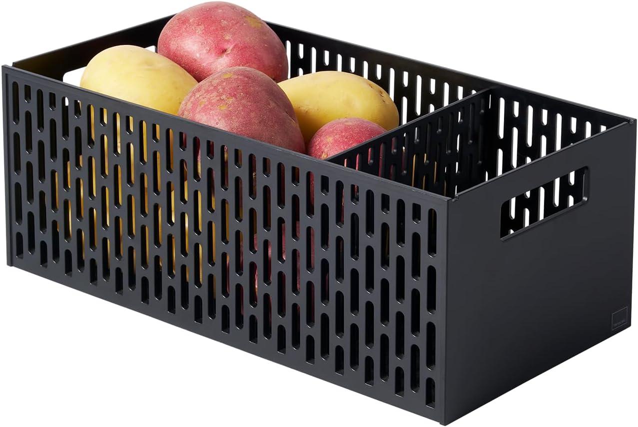 Yamazaki Home Stacking Baskets / Fruit Basket/ Vegetable Basket, Plastic, Handles, Stackable