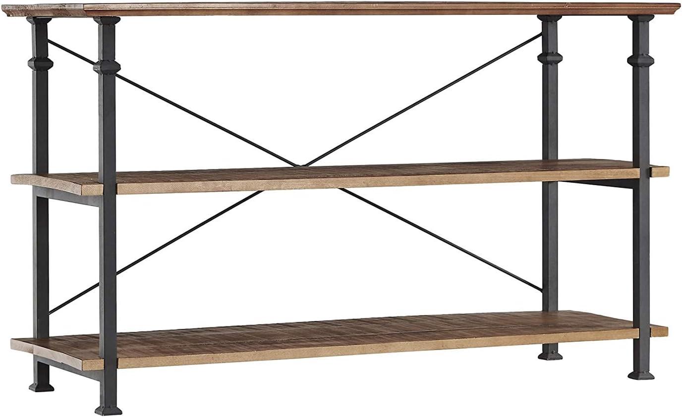 Homelegance Rustic Modern Wood Metal Sofa Table TV Stand Console Unit, Black