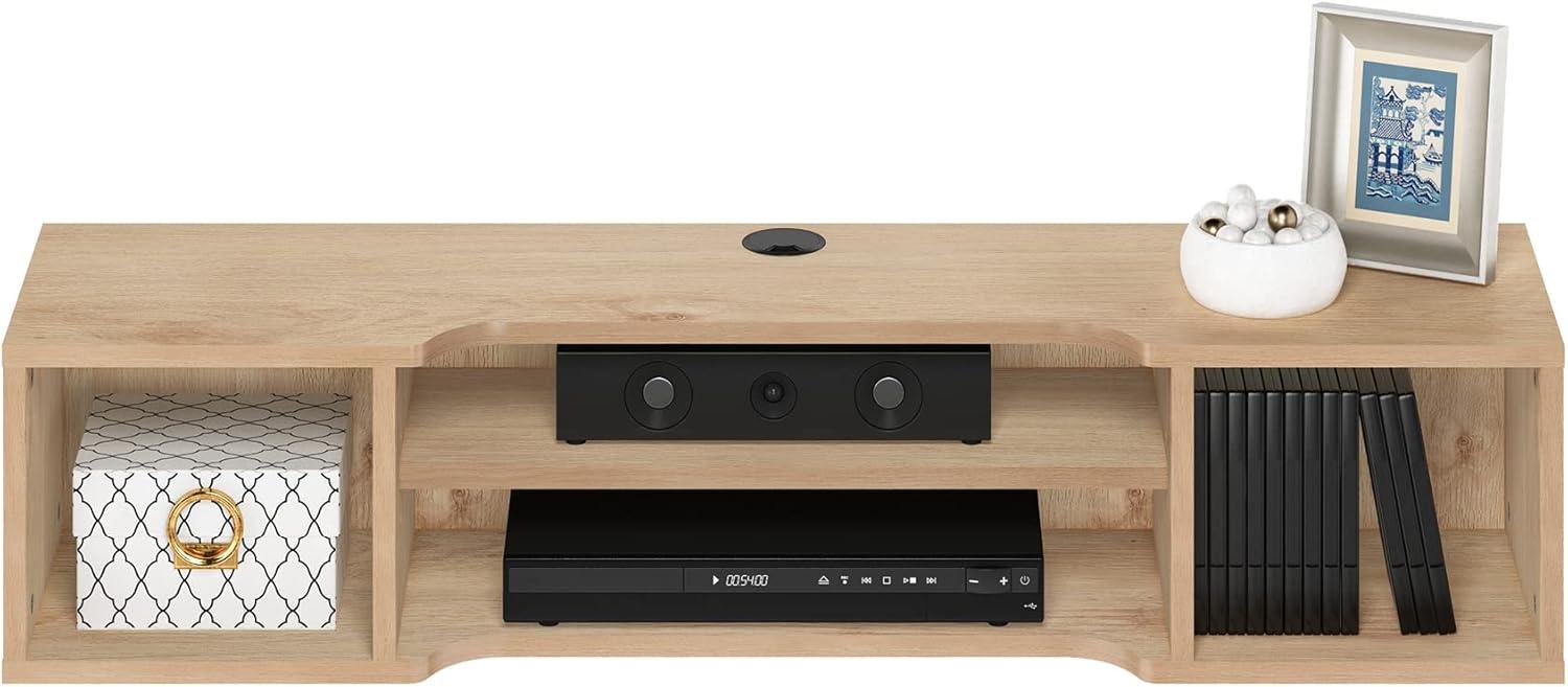 Marcy Oak Modern Wall Mounted Floating Media Console