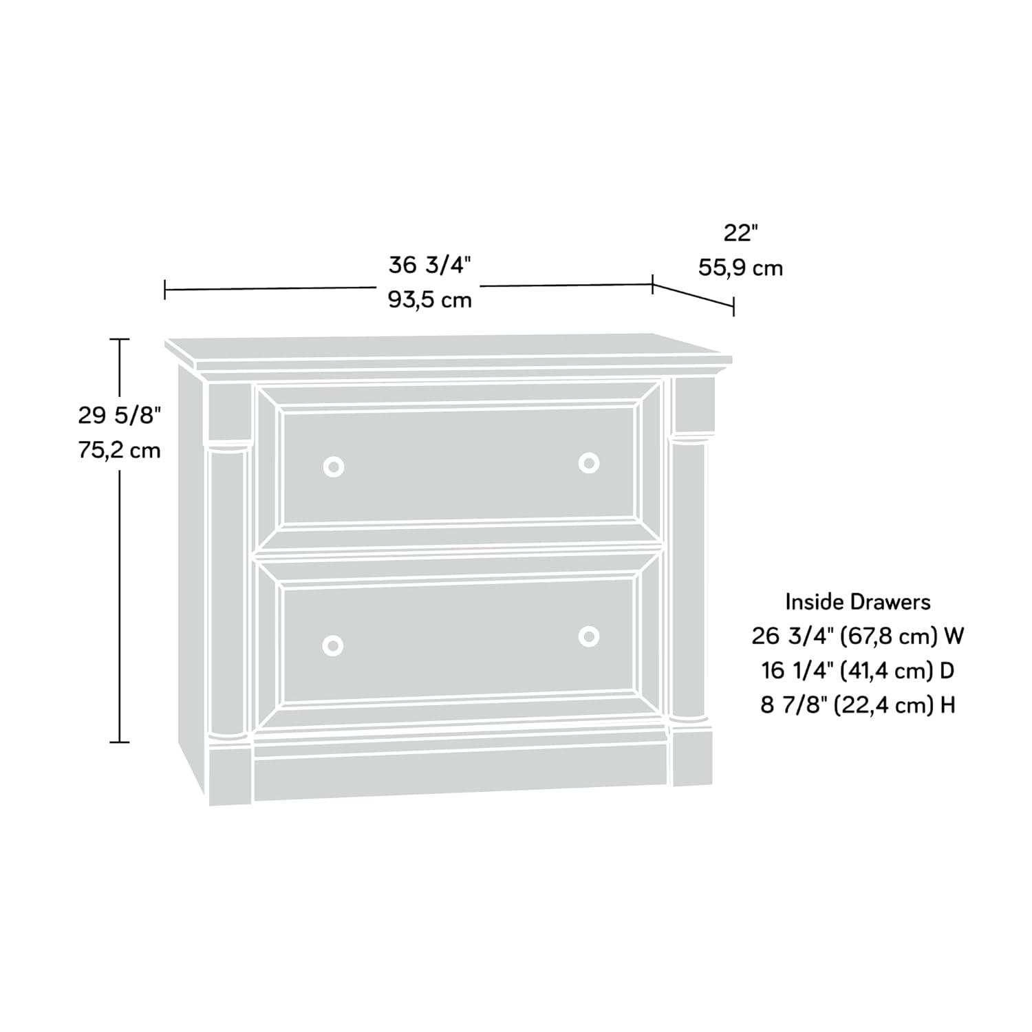Sauder Palladia Lateral File Cabinet Wind Oak: Mid-Century Modern, 2-Drawer, Particle Board, 29.606"H