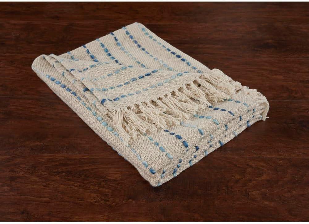 Rajani Home Deep Ombre Striped Handmade Woven Throw Blanket with Fringe
