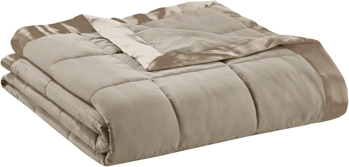 Lightweight Down Alternative Blanket with Satin Trim