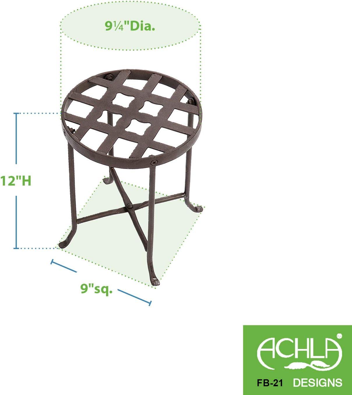 Small Round Iron Table Flowers Plant Stand - ACHLA Designs: Contemporary Freestanding Outdoor Holder, No Assembly Required