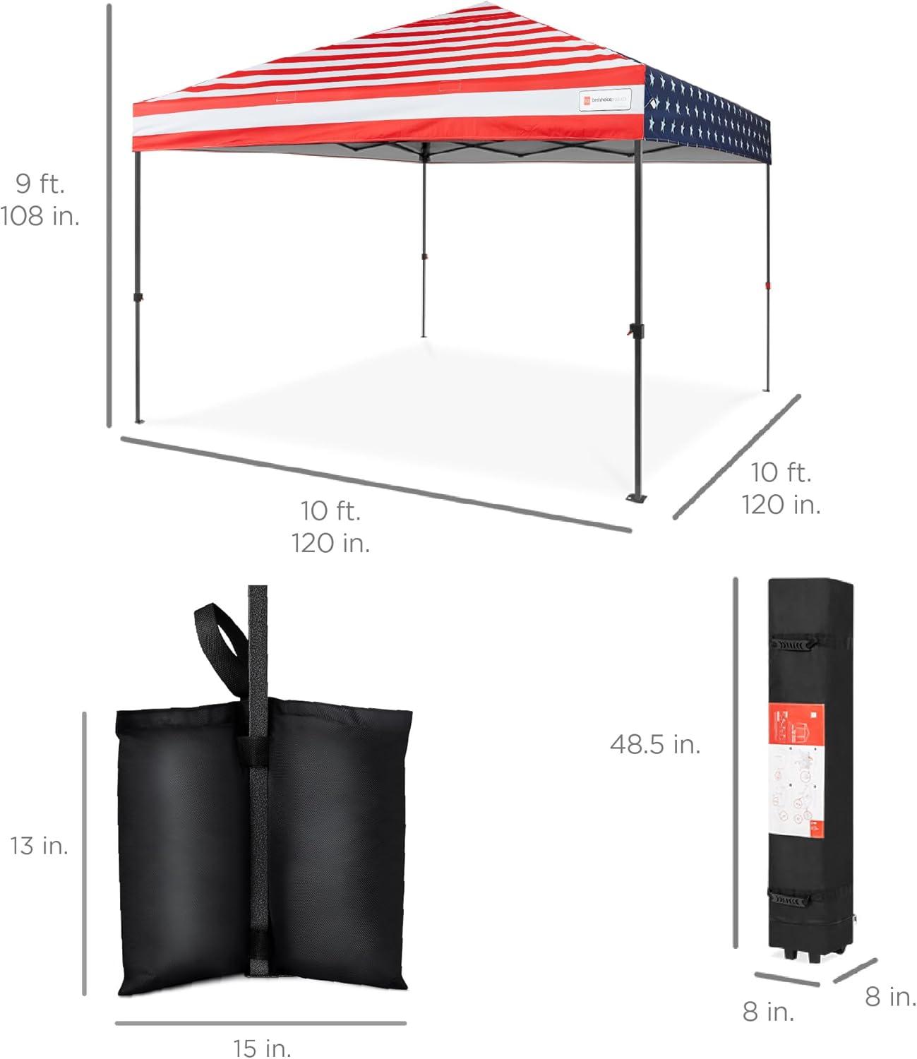 10 Ft. W x 10 Ft. D Steel Pop-Up Canopy