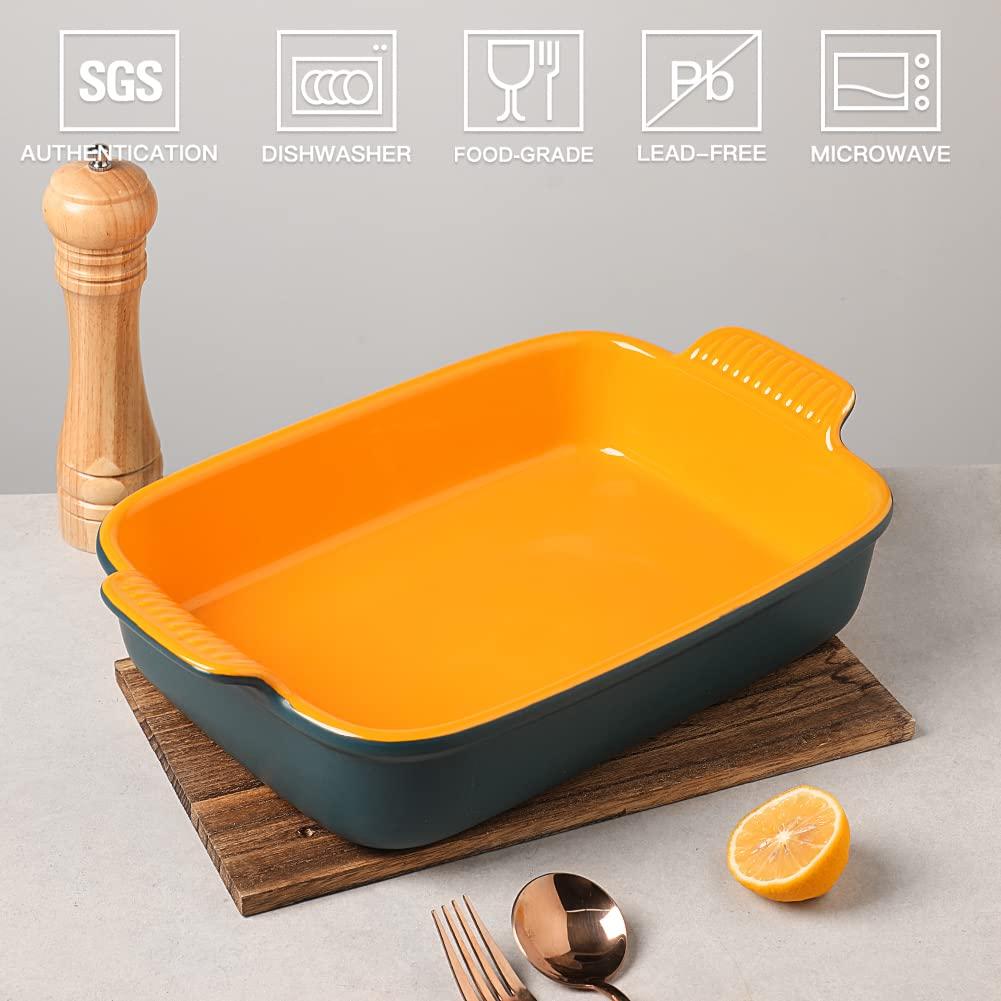 Sweejar Porcelain Baking Dish, Rectangular Bakeware Lasagna Pan, Casserole Dish for Daily Use, 13*9.6 inch ,Red