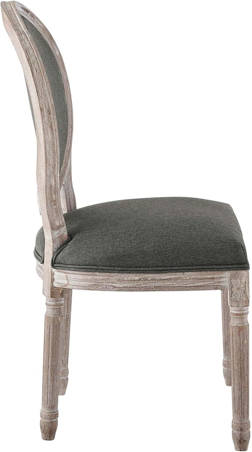 Modway Emanate 19.5" Fabric Dining Side Chair with Oval Back in Natural/Gray