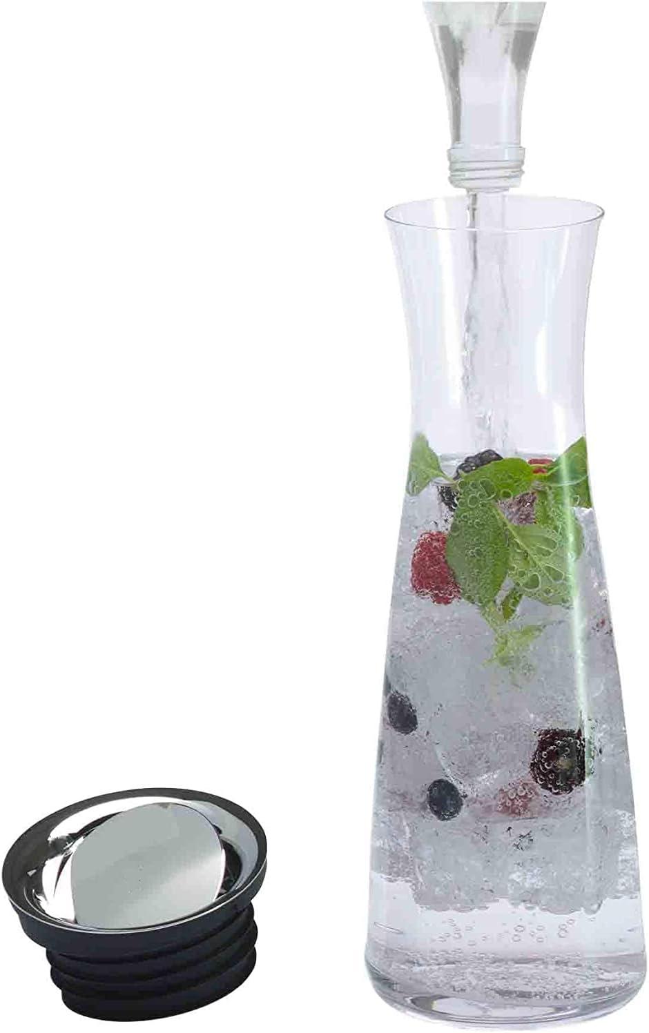 Clear Glass Carafe with Stainless Steel Infuser and Ice Chamber