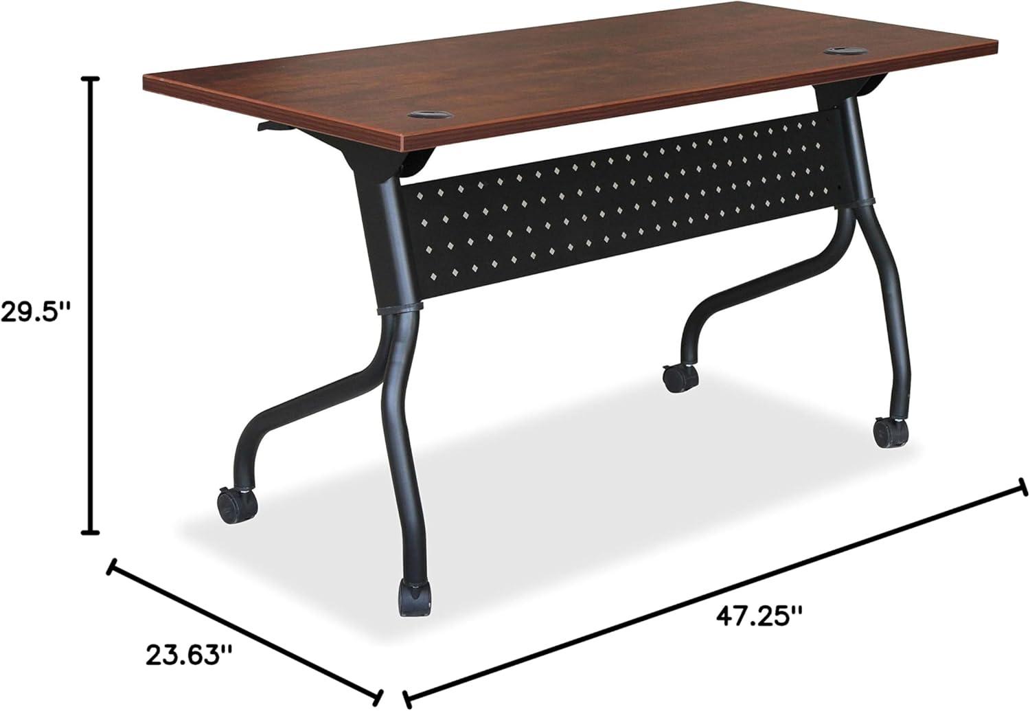 Cherry Wood Flip Top Training Table with Metal Base