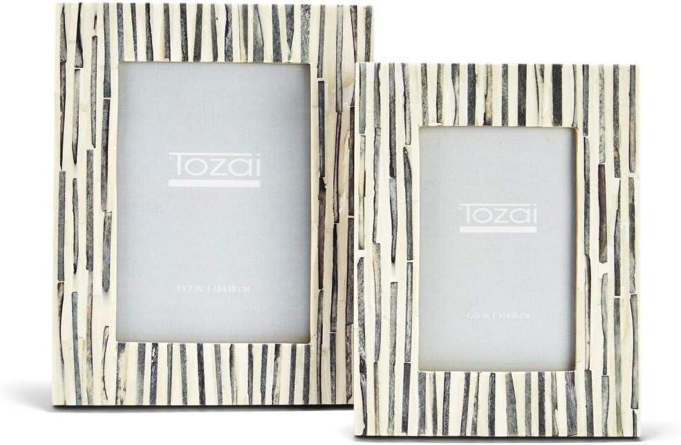 Classic Grey Stripes Manufactured Wood Photo Frame Set of 2