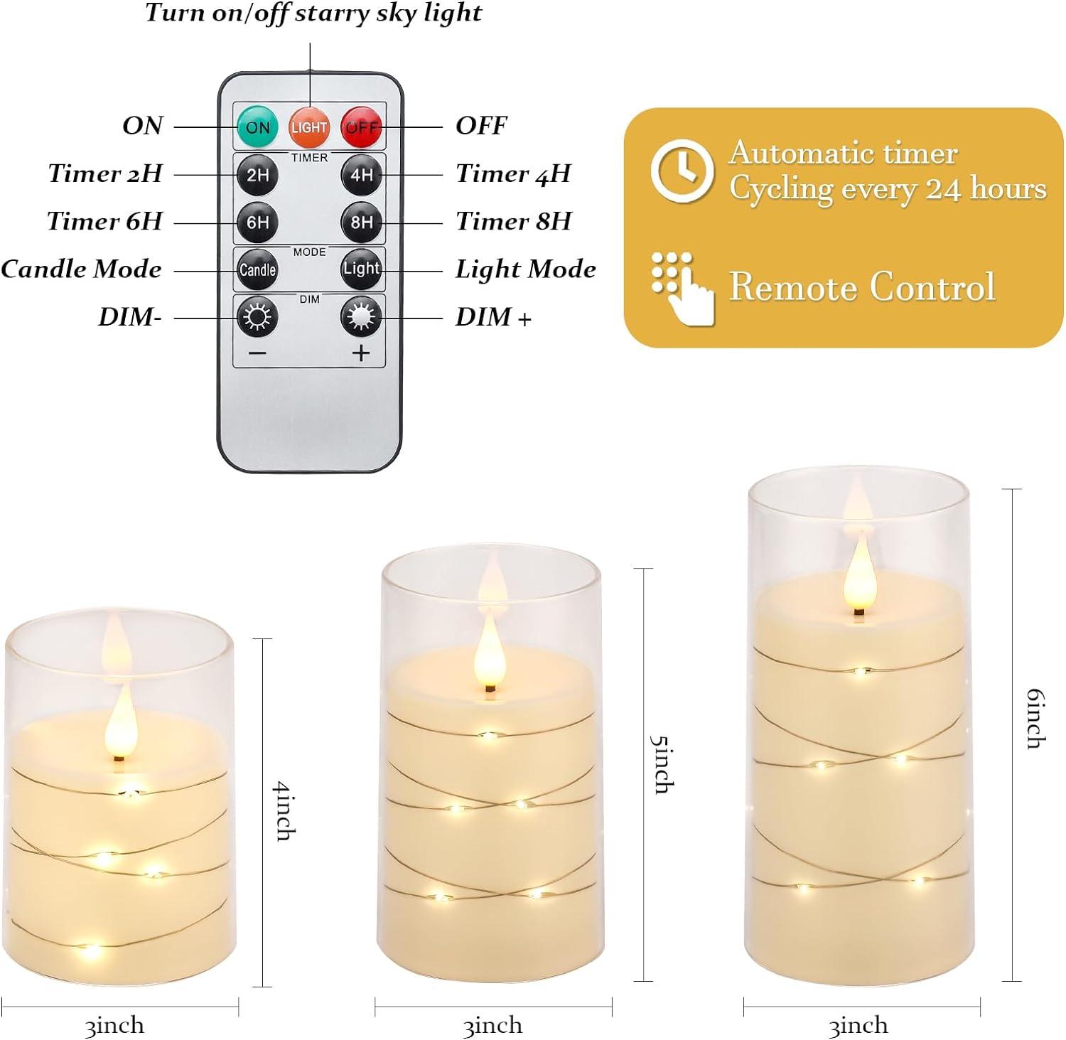 Aignis Indoor Flameless LED Candles Battery Operated with Remote Timer and Wax-Like Shell for Home/Wedding/Holiday Decor, Set of 2(D 2.95" x H 6")