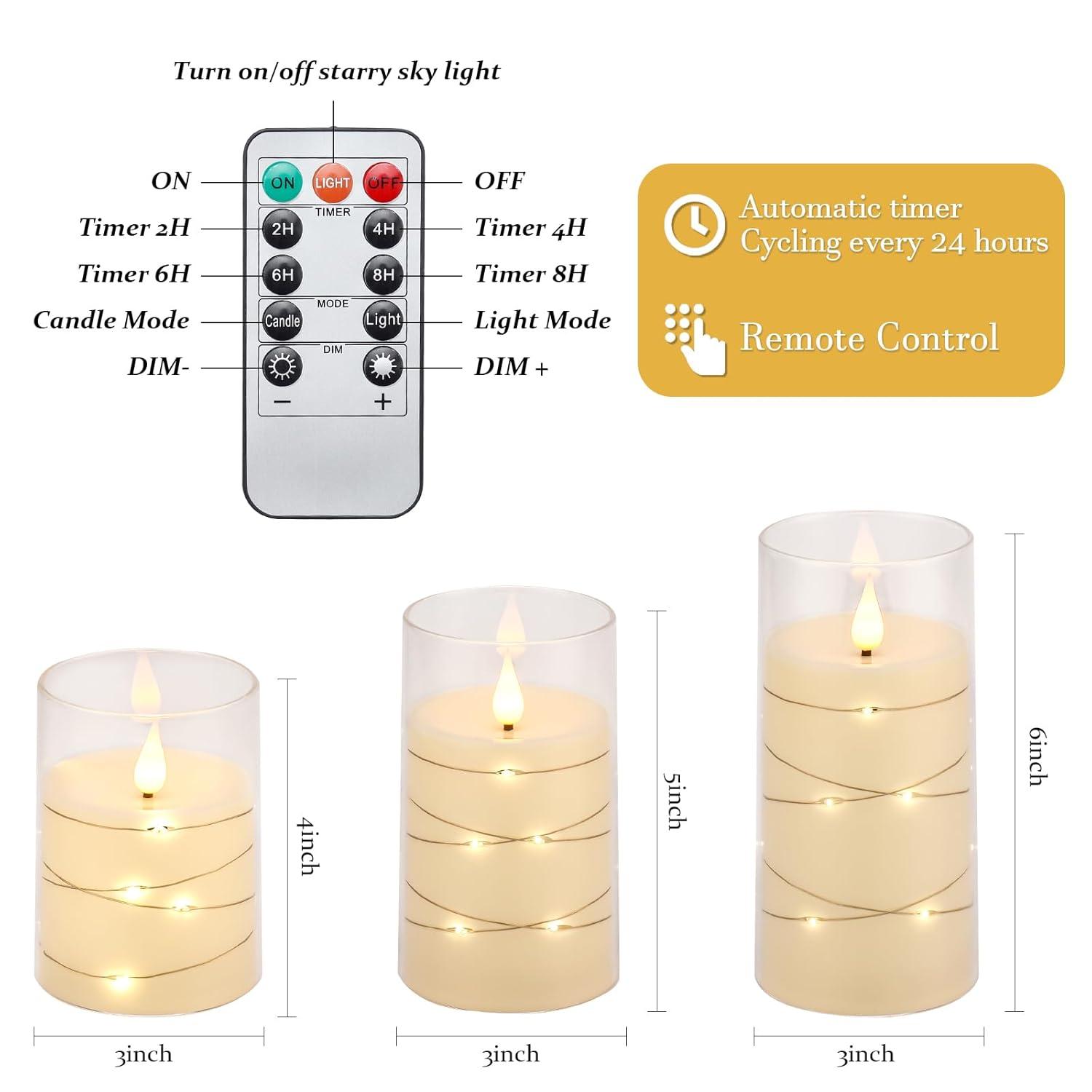 Aignis Indoor Flameless LED Candles Battery Operated with Remote Timer and Wax-Like Shell for Home/Wedding/Holiday Decor, Set of 2(D 2.95" x H 6")